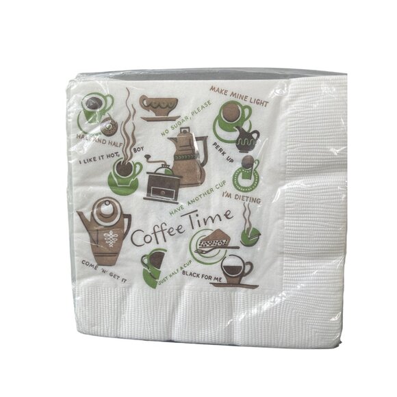 Vintage Rust Craft Brownie Beverage Napkins Coffee Time 15 Pack 10" NEW NOS - Picture 1 of 4
